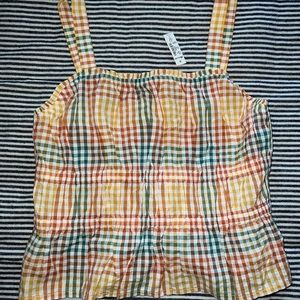 NWT Madewell Sophia Rainbow Gingham Seersucker Tank Top Medium M